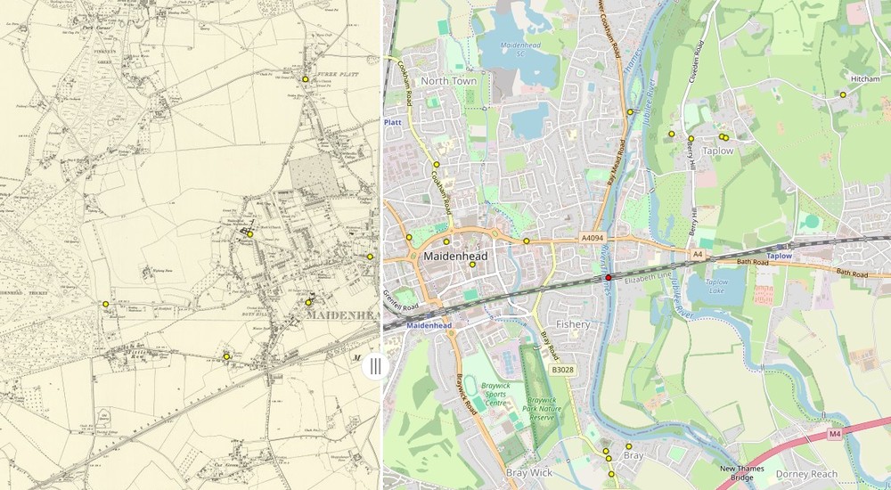 Preview of Side-by-Side Map for Maidenhead
